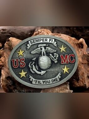 USMC Marine Corps signet belt buckle approximately 3" Others Available